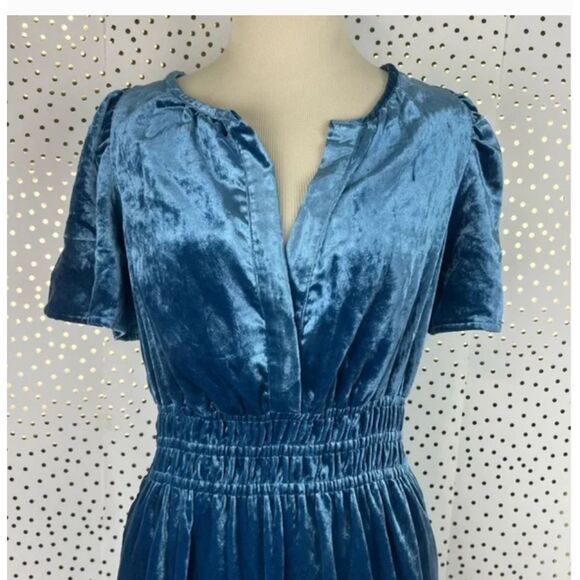Anthropologie Blue Velvet Mini Dress - Picture 11 of 12